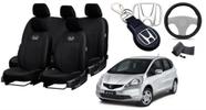 Capas Couro Top de Linha Honda Fit 2003-2008 + Volante + Chaveiro