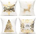 Capas de almofada All Smiles White Gold Christmas 45x45cm