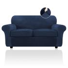 Capas de sofá FestiCorp Velvet para 2 almofadas Couch Navy