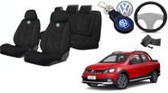 Capas de Tecido para Bancos Saveiro 2009-2023 + Volante + Chaveiro VW - Kit Luxo