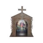 Capela Oratório Arabesco com Imagem Led Nossa Senhora Desatadora de Nós 25x18x31 Mdf Madeira Imbuia