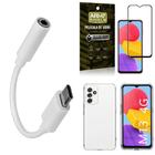 Capinha Galaxy M13 + Adaptador Fone Tipo C para P2 + Película de Vidro 3D