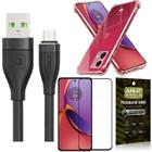 Capinha Moto G84 + Kit Cabo Tipo C 2 Metros + Película 3D - Armyshield