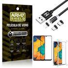 Capinha Samsung A20 + Cabo Magnético 2M + Pelicula 3D Army