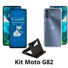 Capinha Silicone TPU + Película Fosca Privacidade + Suporte de Mesa para Motorola Moto G82