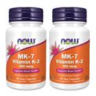 Cápsulas vegetais de vitamina K-2 (MK7) NOW Foods 100mcg 60 unidades x2