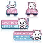 Car Magnet W1cwey Cartoon Cat Student Driver Reflective 4 unidades