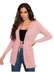 Cardigan Blusa Trico Feminina Com Bolsos E Capuz