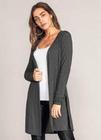 Cardigan casaco feminino manga longa malha canelada com elastano