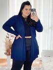 Cardigan Colete Plus Size Maxi Longo Manga Longa Para Gordinhas