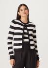 Cardigan Feminino Em Tricot Listrado