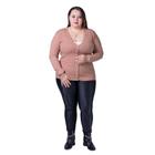 Cardigan Feminino Facinelli Plus Size 658083 Marrom