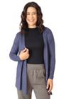 Cardigan Feminino Lisa Alongada em Suede 923 Zipituka Azul Marinho