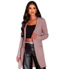 Cardigan Feminino Sobretudo Liso Slim Acinturado Longo Luxo Kimono Modal Parka Sueter Trico Tendencia Inverno Tricot Top