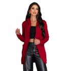 Cardigan Feminino Sobretudo Liso Slim Acinturado Longo Luxo Kimono Modal Parka Sueter Trico Tendencia Inverno Tricot Top