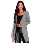 Cardigan Feminino Sobretudo Liso Slim Acinturado Longo Luxo Kimono Modal Parka Sueter Trico Tendencia Inverno Tricot Top