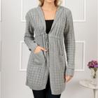 Cardigan Trico Parka Feminino Capuz Bolso Casaco De Inverno Tricot Blusa De Frio Kimono Sobretudo