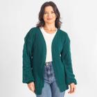 Cardigan Tricot Blogueira De Lã Feminino Ombro Caído Aberto