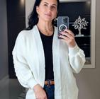 Cardigan Tricot Casaco Comprido Manga com Detalhe em Trancas TAMANHO ÚNICO