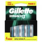 Carga Aparelho Barbear Gillette Mach3 com 4 unidades
