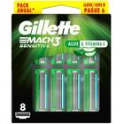 Carga Gillette Mach3 C/8 Sensitive ou Normal