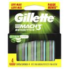 Carga Gillette Mach3 Sensetive Embalagem com 4 Unidades
