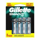 Carga para aparelho de barbear gillette mach3 - 8 cartuchos