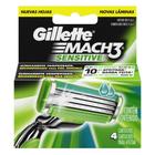 Carga para Aparelho de Barbear Gillette Mach3 Sensitive - 4 unidades