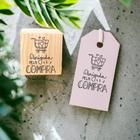 Carimbo de madeira OBRIGADA PELA COMPRA para personalizar decorar embalagem tags bolsas sacolas kraft artesanato