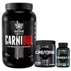 Carnibol - 907g Darkness + Creatina Pura - 300g + Ômega 3 - IFOS - Black Skull