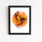 Carpa Peixe Arte Laranja Quadro Moldura Preta 60x40cm