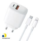 Carregador 20W Turbo + Cabo Lightning USB-C 1m Original Para Iphone 13 13 Pro Max 12 e 11 - Homologado Anatel