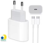 Carregador 20W Turbo Fonte USB-C + Cabo 1M Compatível Iphone 15 15 pro 15 pro max 15 plus