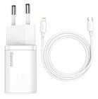 Carregador Baseus USB-C com Cabo USB-C TZCCSUP-B02 20 W - White 1 Metro