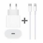 Carregador Compativel Para I phone 11, 20W-NovaxType C + Cabo Lightning Branco Original-Novax