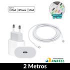 Carregador Completo 2 Metros Compativel iPhone 11 12 13 14 Cabo Lightning Tomada Fonte 20W Turbo MFI