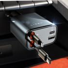 Carregador de carro LISEN retrátil de 69 W USB 4 em 1 de carga rápida