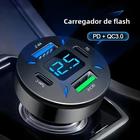 Carregador de Carro USB 4 Portas com PD, QC3.0 e Tipo C - Carregamento Rápido para iPhone 15