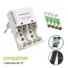 Carregador de Pilhas e Baterias 9v+ 4 Pilhas Recarregáveis AAA 2700mah