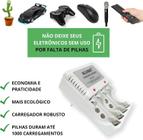 Carregador de Pilhas Recarregável Rápido Bivolt + 8 Pilhas AAA / AA