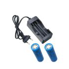 Carregador duplo com 2 baterias 18650 sem top- bivolt