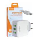 Carregador Para Celular Ligthting Fio 3 Usb 3 Entradas Homologação: 25481602799 - A.R Variedades Mt