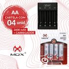 Carregador Pilha Aa/aaa Type-c + 4 Pilhas Aa 2600 Mah Mox
