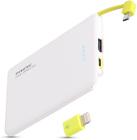 Carregador Portátil Power Bank Slim Pineng 5.000mAh Cabo e Adaptador Embutido Branco