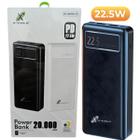 Carregador Portátil Power Bank Turbo 20.000mAh 3 em 1 IOS, Tipo C, Micro Usb