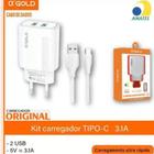 Carregador Tipo C Turbo + 2 Usb 3.1a