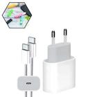 Carregador Turbo Fonte 20w + Cabo USB-C Trançado Compatível iPhone 15 16 Pro Max Plus Ultra PD