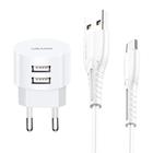 Carregador Usams Com 2 Portas Usb A E Cabo Usb A/C Branco