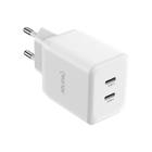 Carregador USB-C Tomada 35W, Branco, 2 portas USB-C, CH35PDWT, GEONAV GEONAV