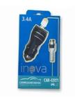 Carregador Veicular 2 USB com Cabo Type C - 3.4A - Inova/Basike